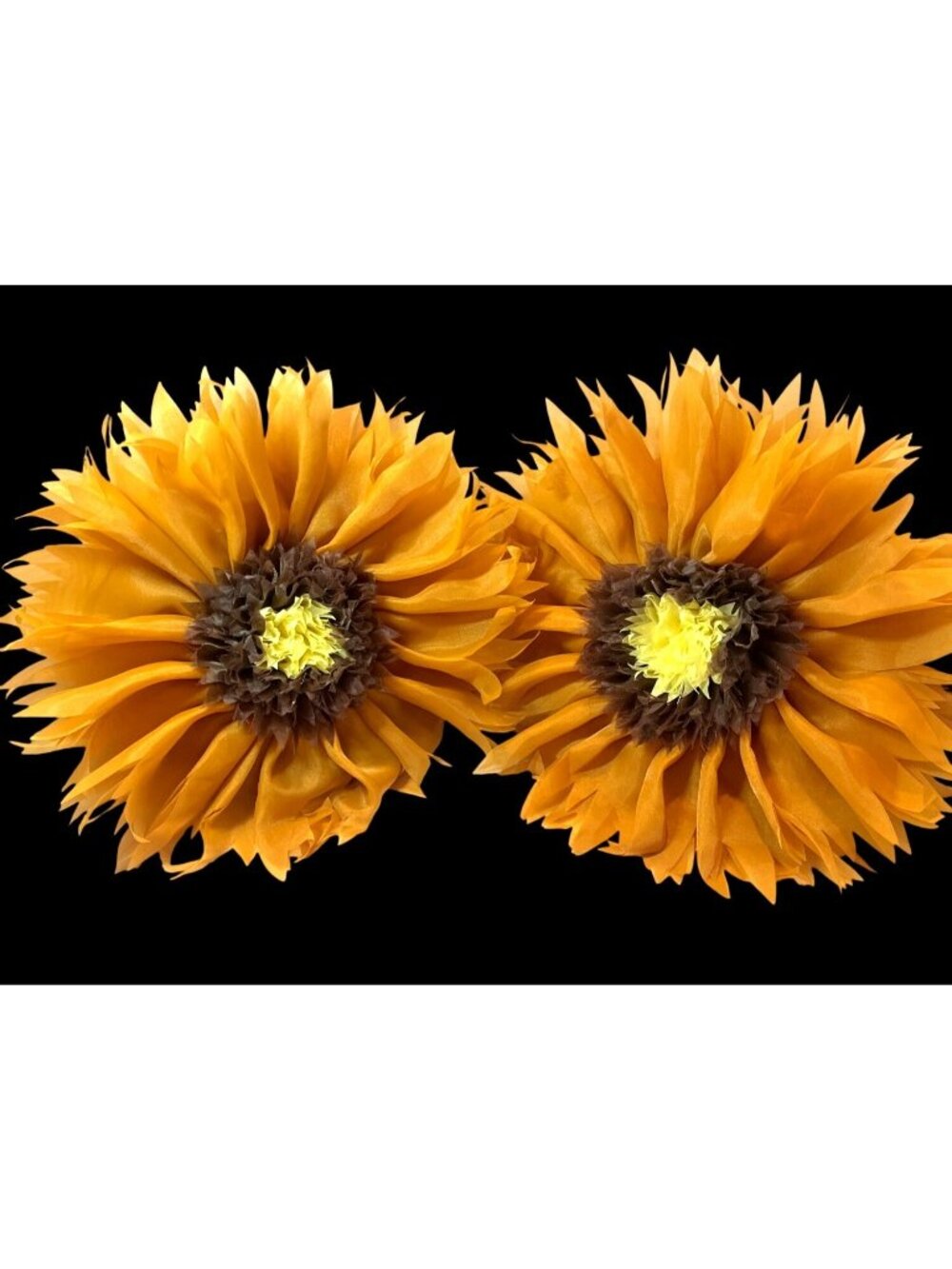 Pair of Sunflower Accent Pillows Mustard Yellow Dimensional Art